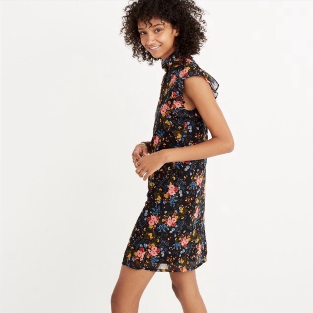 Madewell No.6 Black Floral Sheath Dress Size 4 - Picture 1 of 6